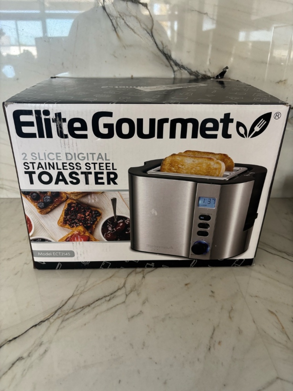 Elite Gourmet Stainless Steel 2-Slice LCD Toaster with Bagel Function - Picture 5 of 7